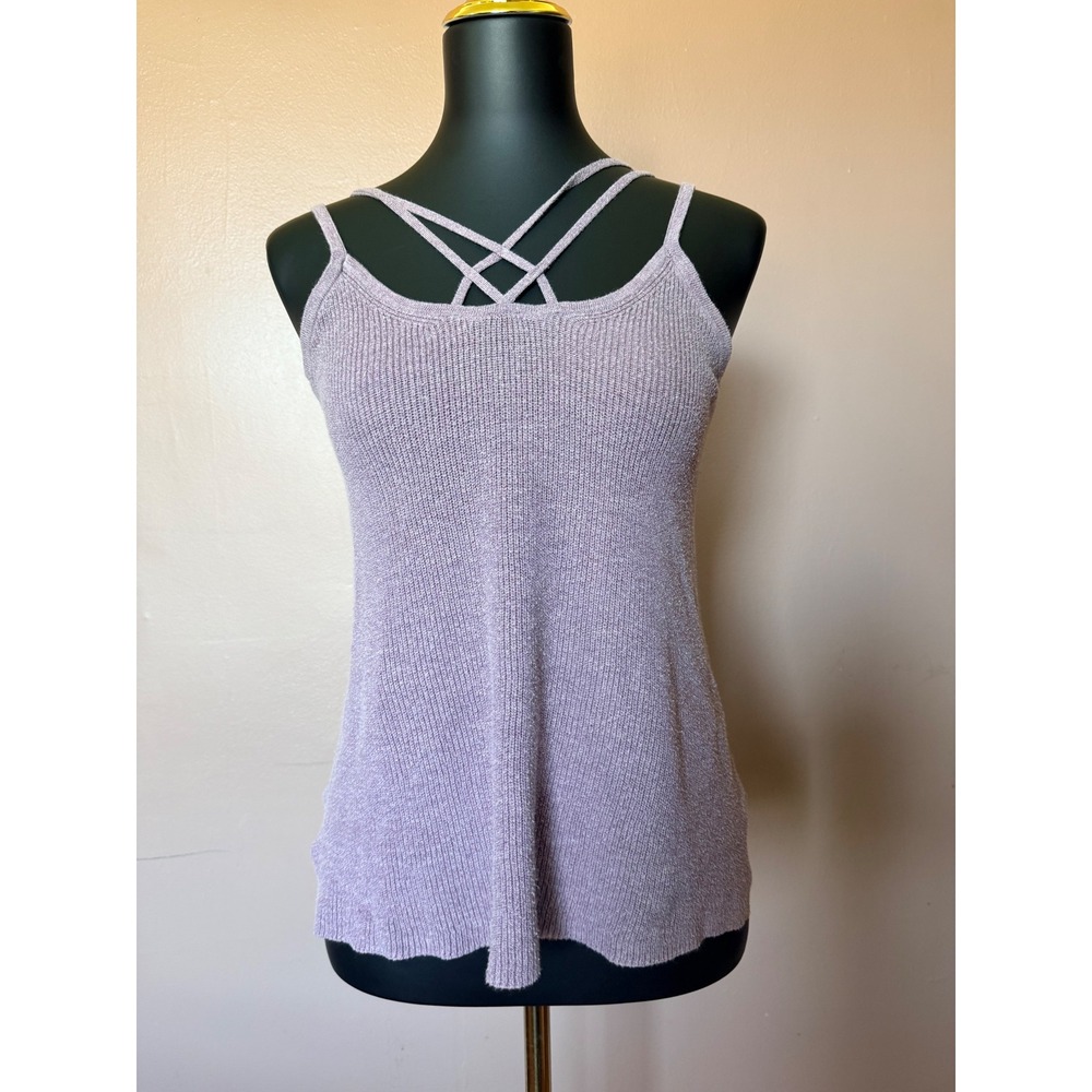 American Eagle Medium Purple‎ Knit Sweater Tank Top Strappy Cotton Blend Ribbed